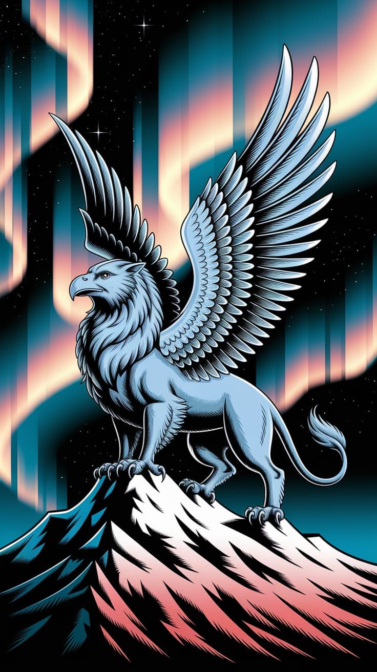 Majestic Griffin Reigns Supreme in Ethereal Mountain Realm