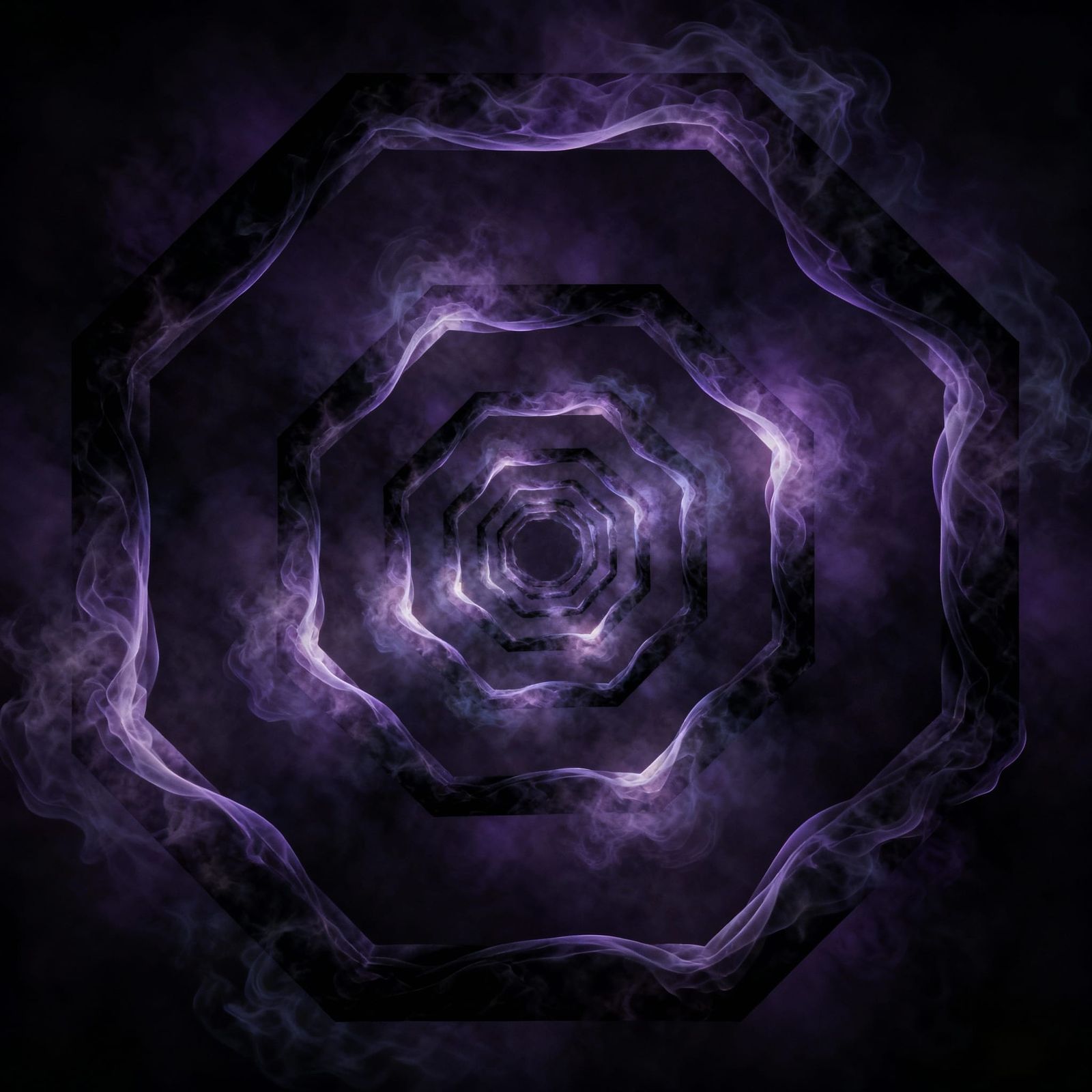 Intricate Hexagonal Smoke Artwork in Dark Fantasy Style