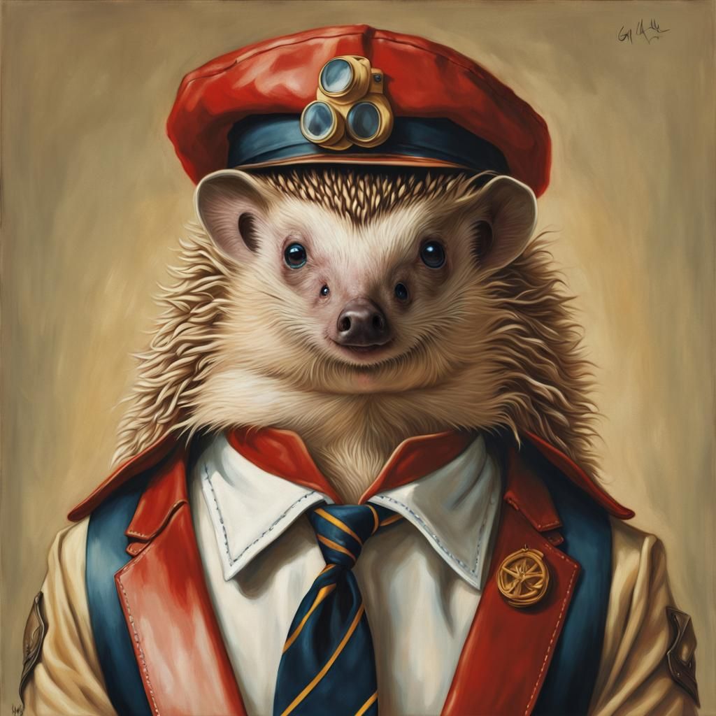 Hedgehog as Weird Al Yankovic in Pin-Up Style