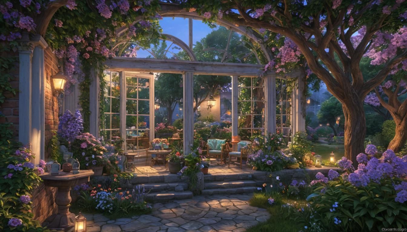 Hyperrealistic Xanadu Yard with Vivid Colors