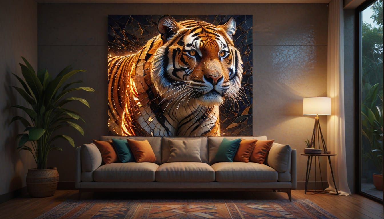 Tiger wall art.