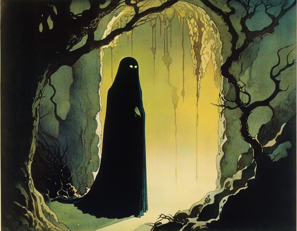 Mysterious Woman Peers from Dark Corner