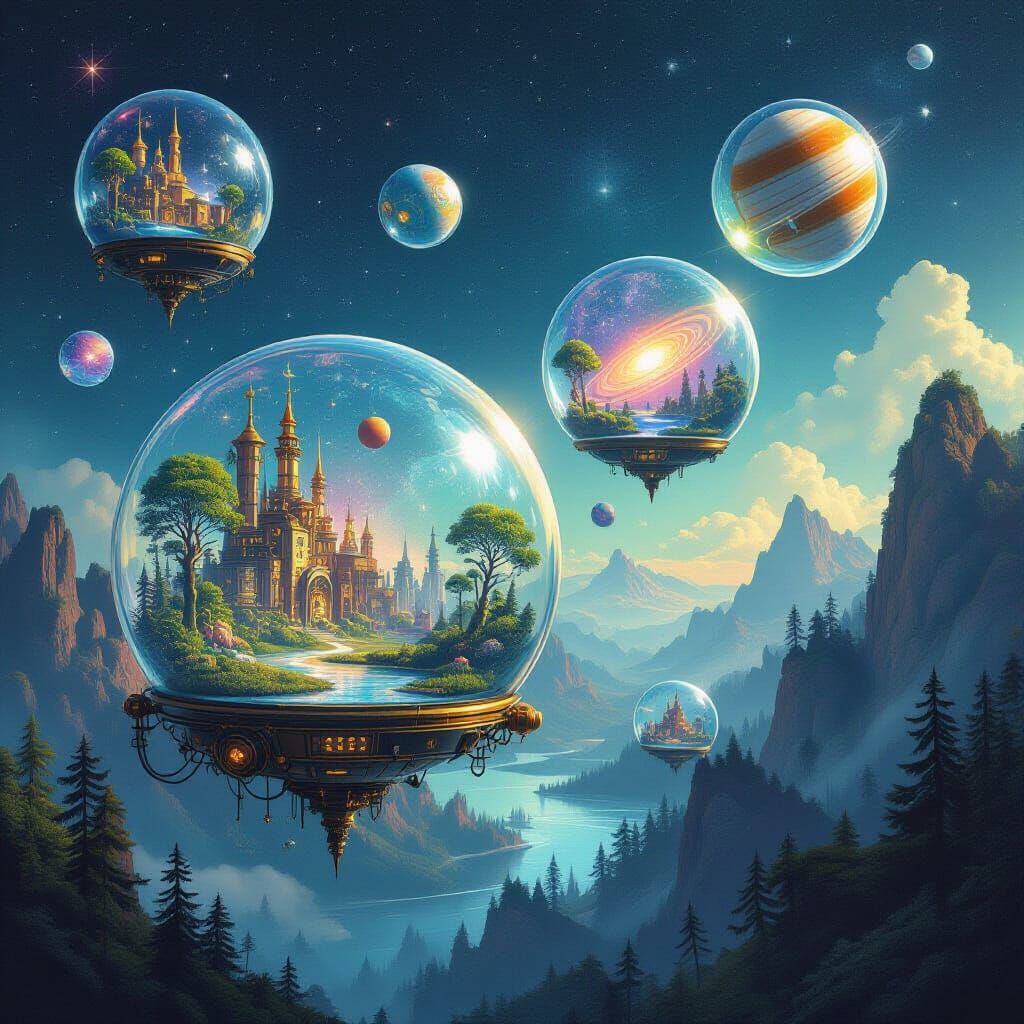 Miniature Fantasy Universes in Transparent Bubbles