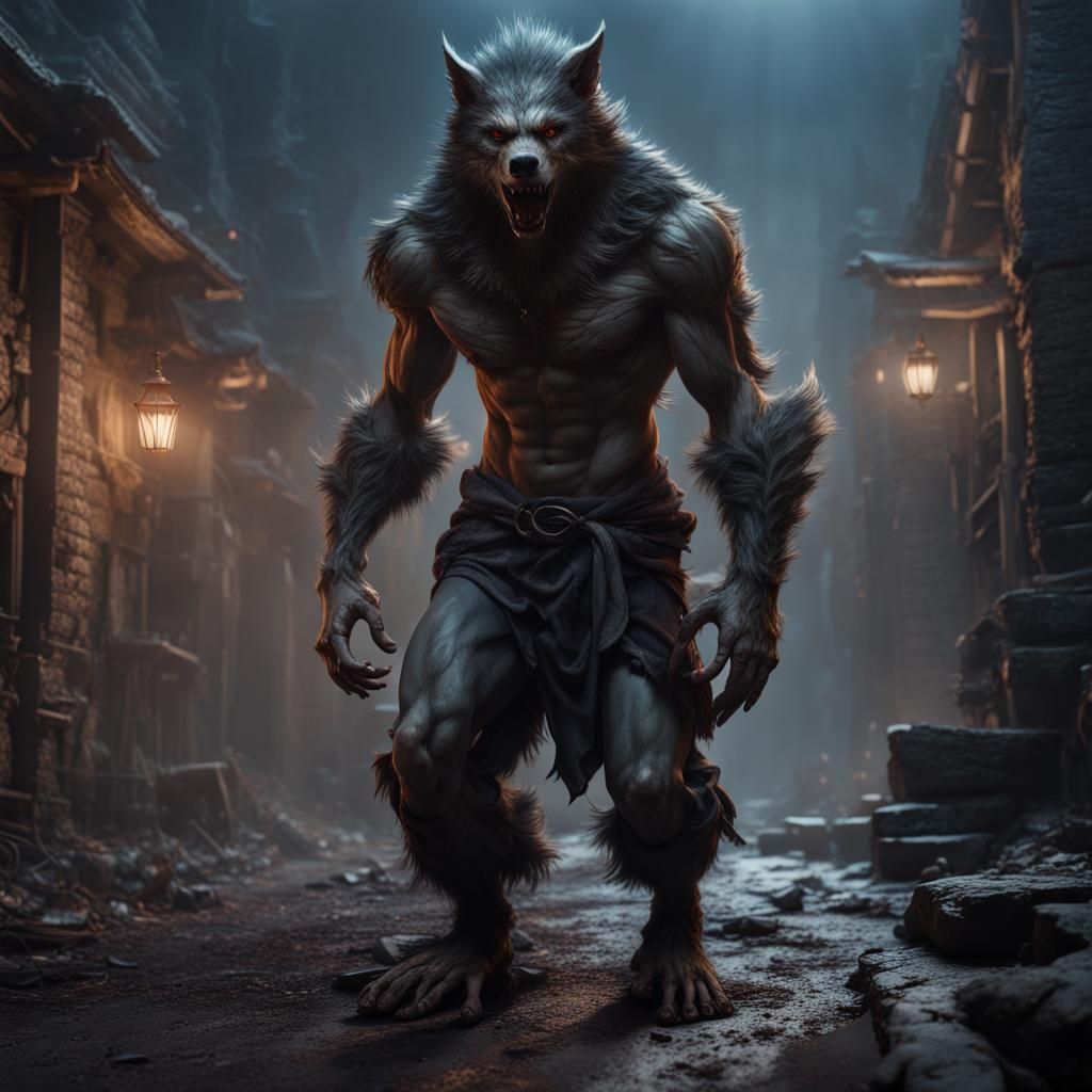 Werewolf Transformation: Detailed Fantasy Concept Art