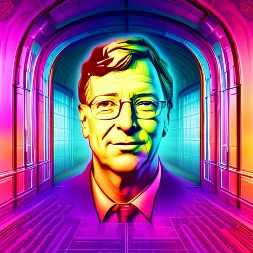 Bill Gates in Utopia: Fractal Synthwave Portrait
