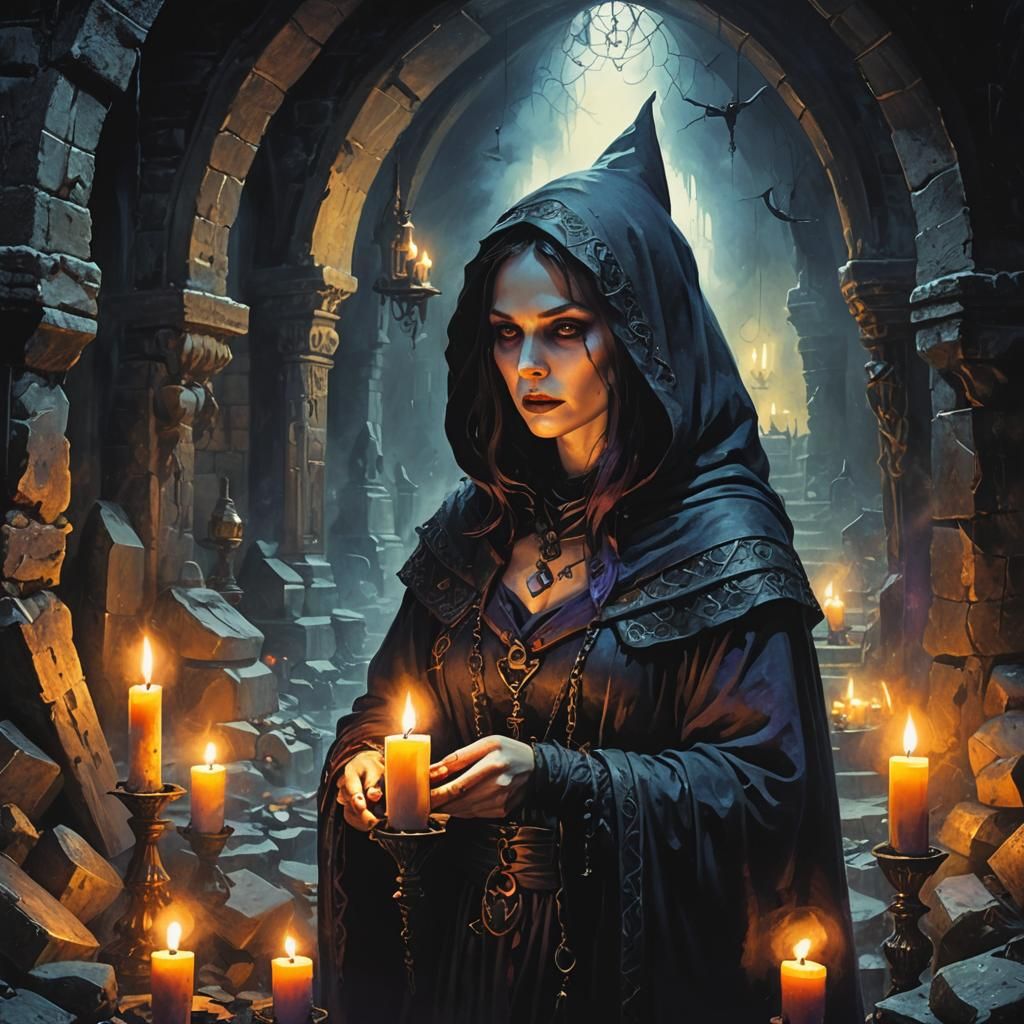 Eerie Witches Perform Dark Magic in Gothic Art