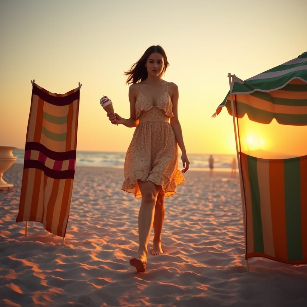 Warm Beach Sunset Nostalgia