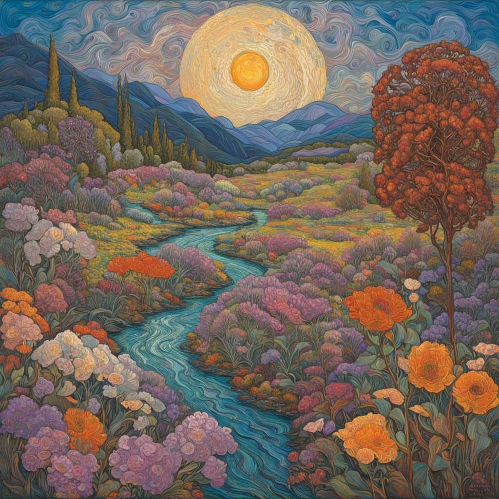 Intricately Detailed Dreamland in Vibrant Impasto Style