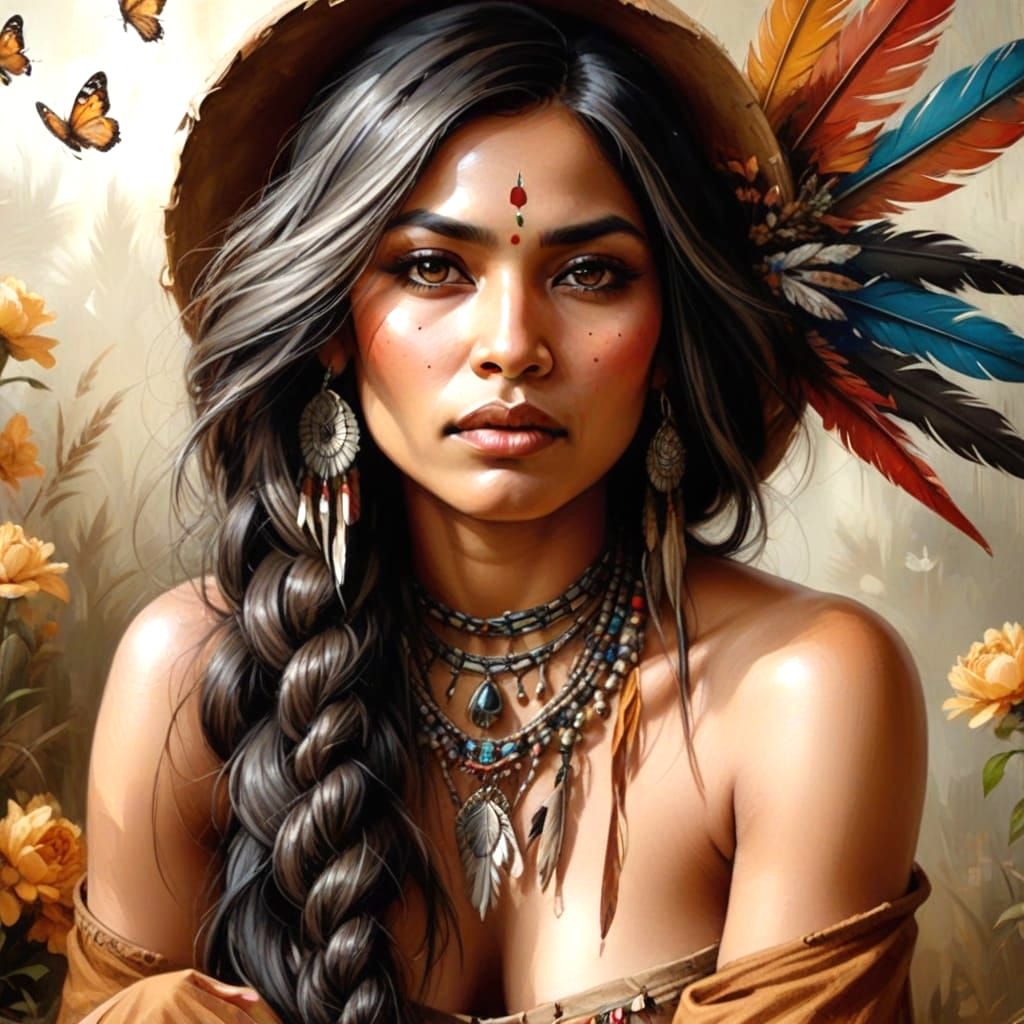 Native American woman in close-up.