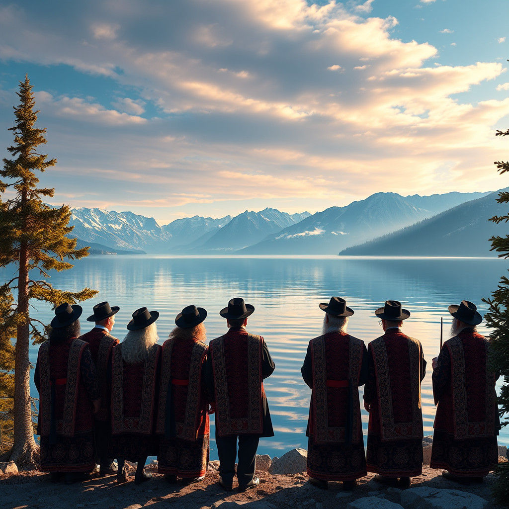 Hasidic Jews at Lake Tahoe: Photorealistic Matte Painting