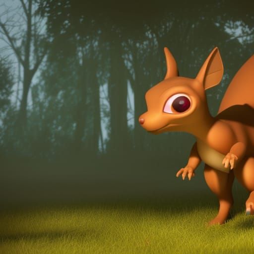 Dinosaur Eevee Character Concept Art in 3D