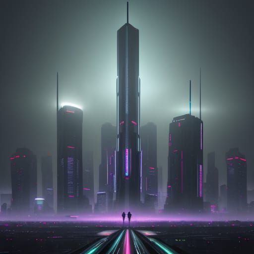 Cyberpunk Vanity Case in Futuristic Cityscape