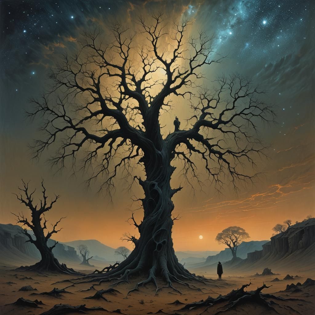 Surreal Desert Landscape in Beksinski Style