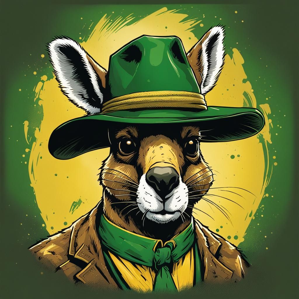 Boxing Kangaroo with Corked Hat Comic Art