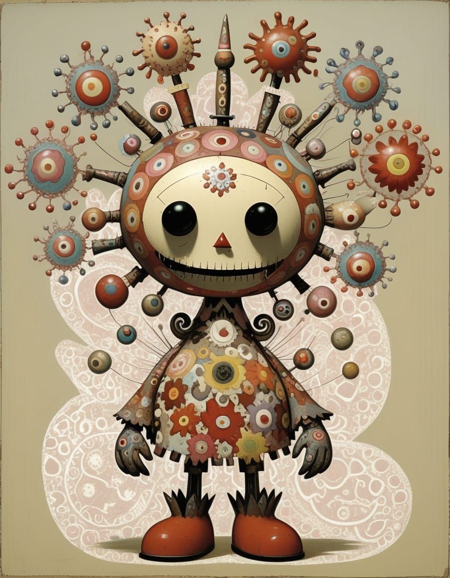 Sentient Automata in Abstract Patchwork Fractal Art