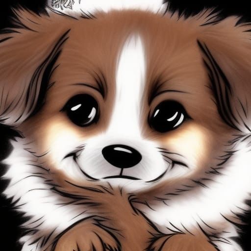 Adorable Bernese Mountain Dog Puppy in Anime Style