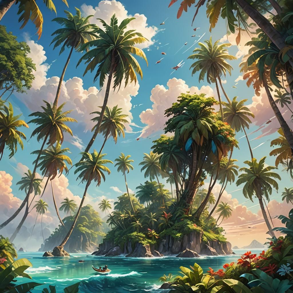 Floating Islands: Fantastical Oil Painting Landscape