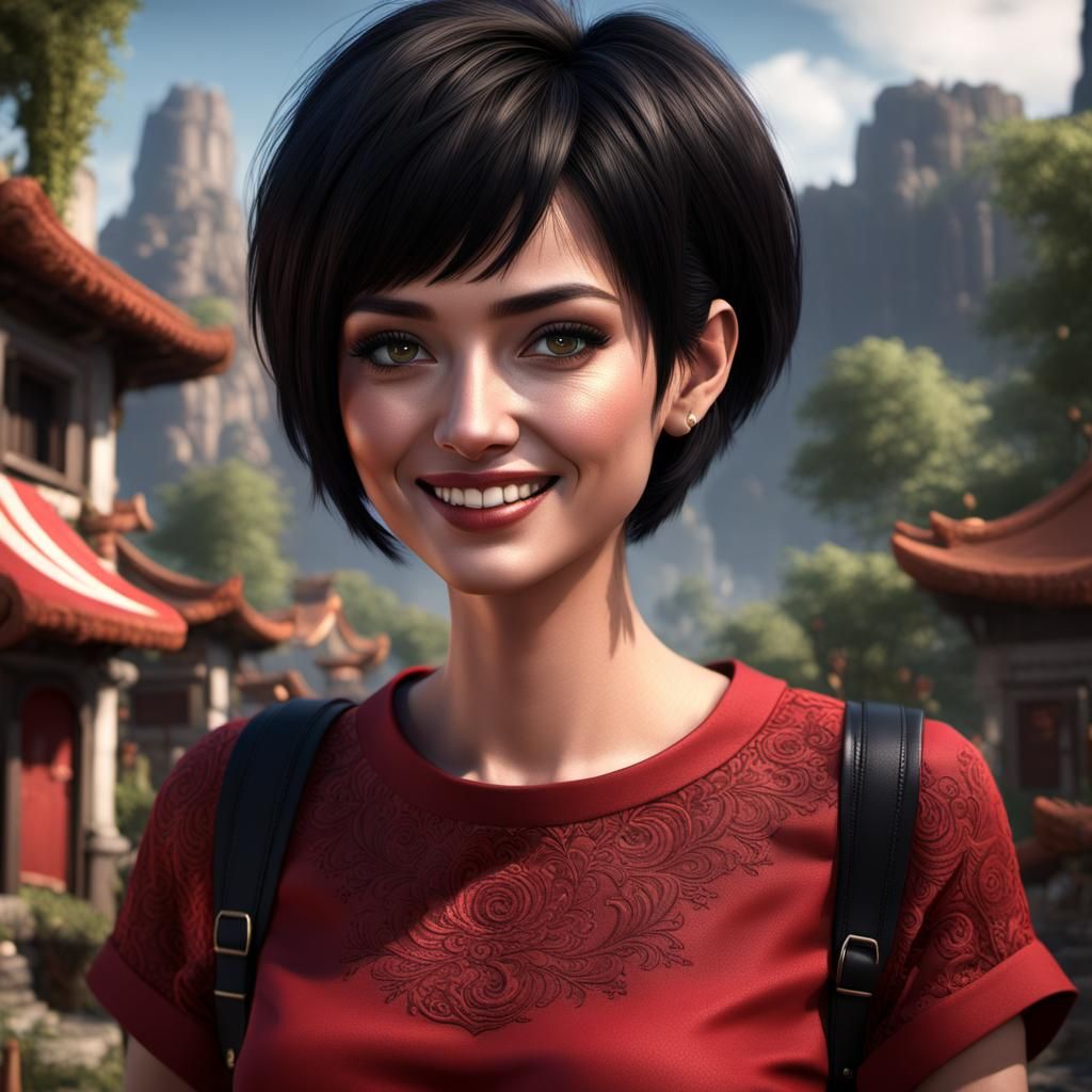 Young Woman in Detailed Matte Painting Style