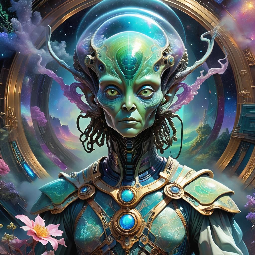 Alien Chancellor Portrait in Sci-Fi Glitch Art Style