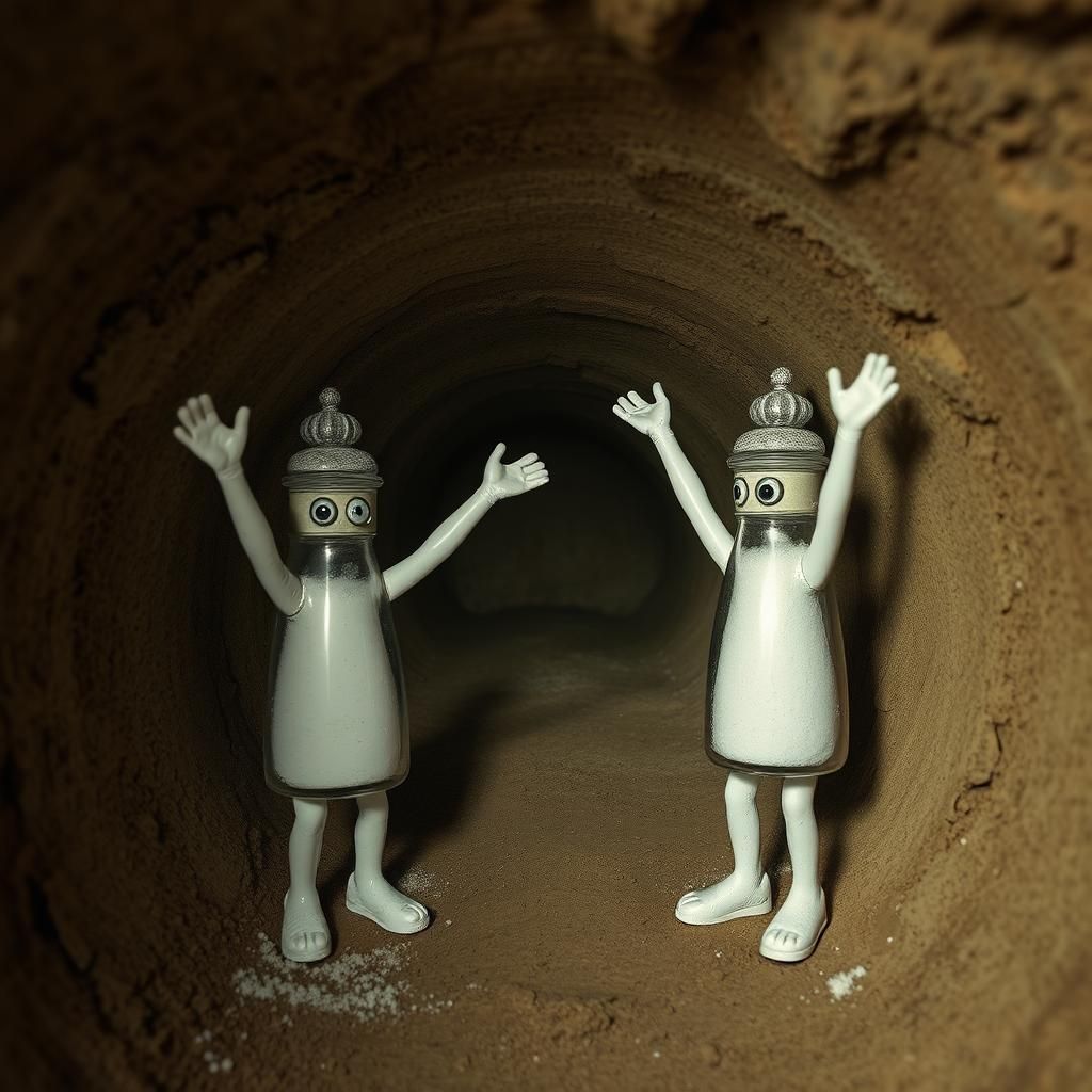 Anthropomorphic Salt Shakers in Underground Bunker
