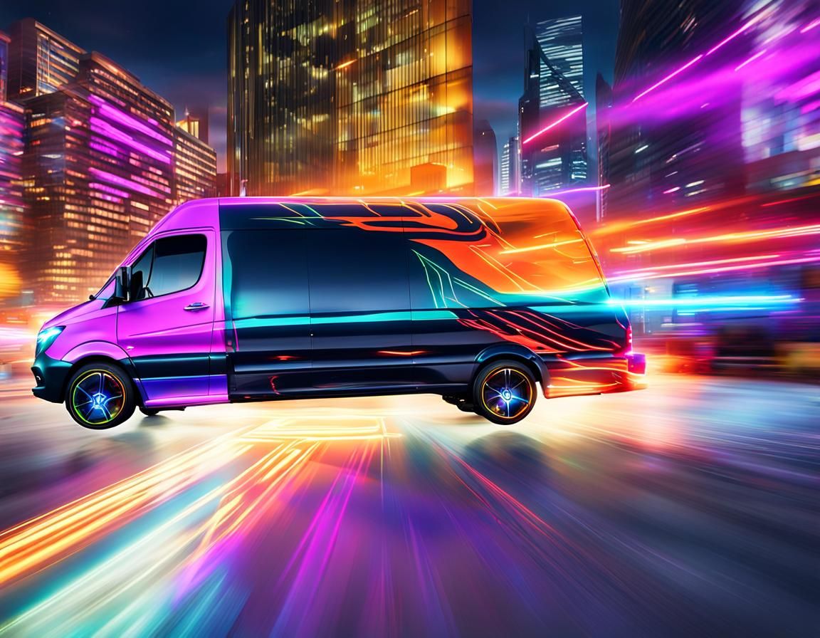 Sleek Futuristic Mercedes Sprinter Tow Truck Speeds Down Hig...