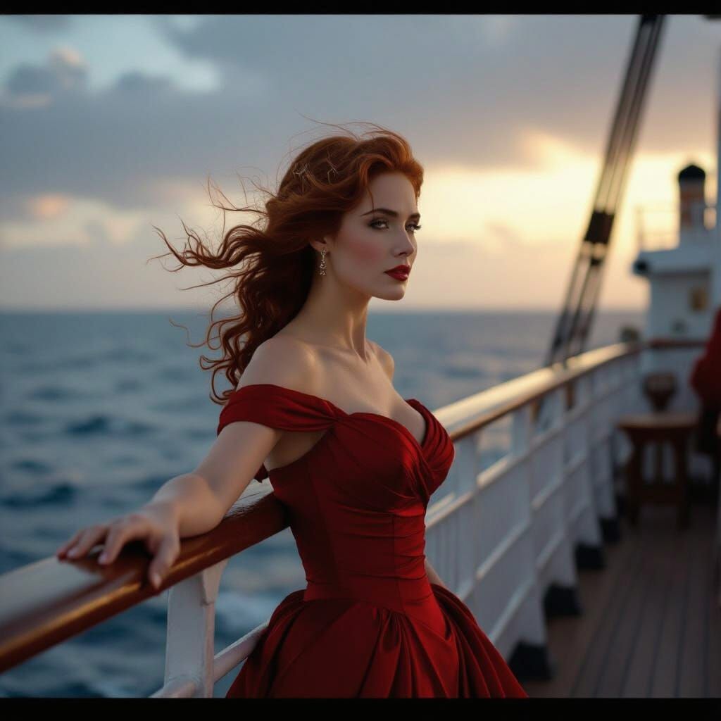 Rose DeWitt Bukater Leaning on Titanic Railing