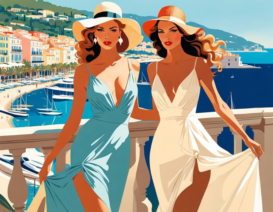 Colby Whitmore Illustration: Riviera Girls in Dresses