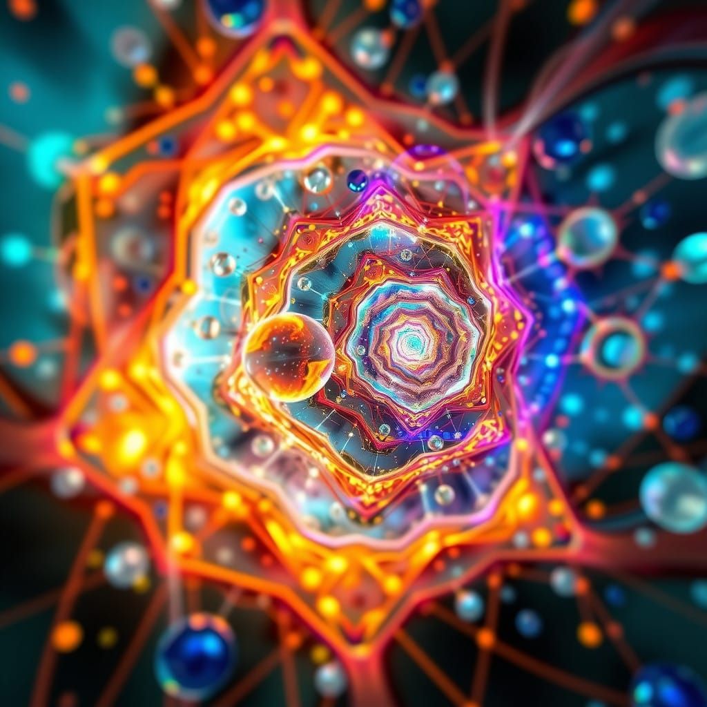 Surreal Multidimensional Landscape in Vibrant, Dynamic Energ...