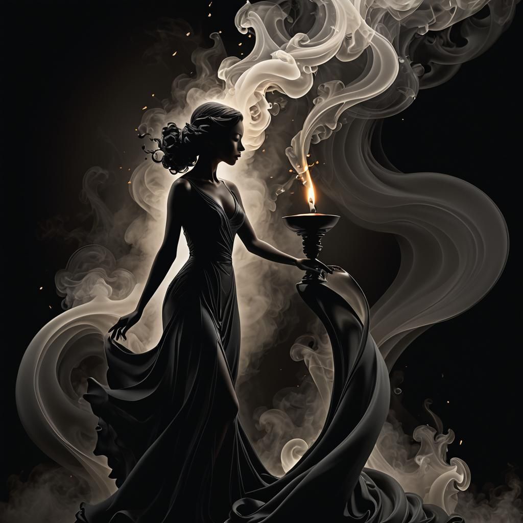 Ethereal Woman Emerging from Smoke: 3D Render