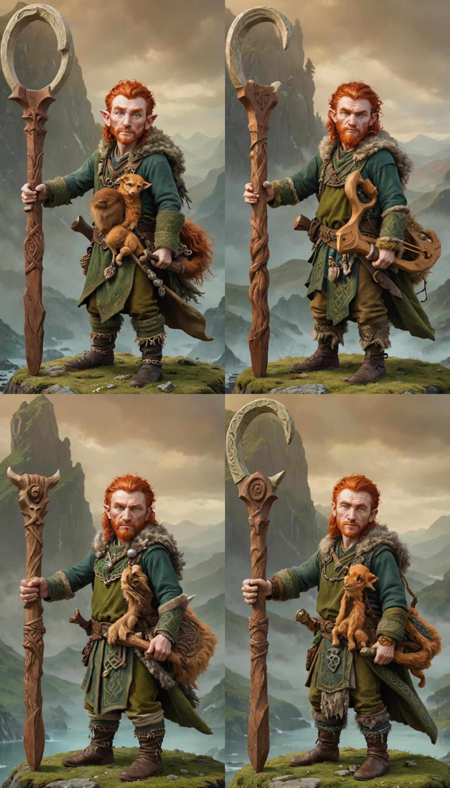 Celtic Shepherd Druid with Lyre Fantasy Art