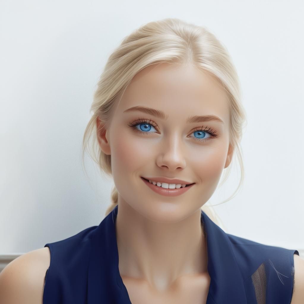 Radiant Portrait of a Young Woman with Blue Eyes