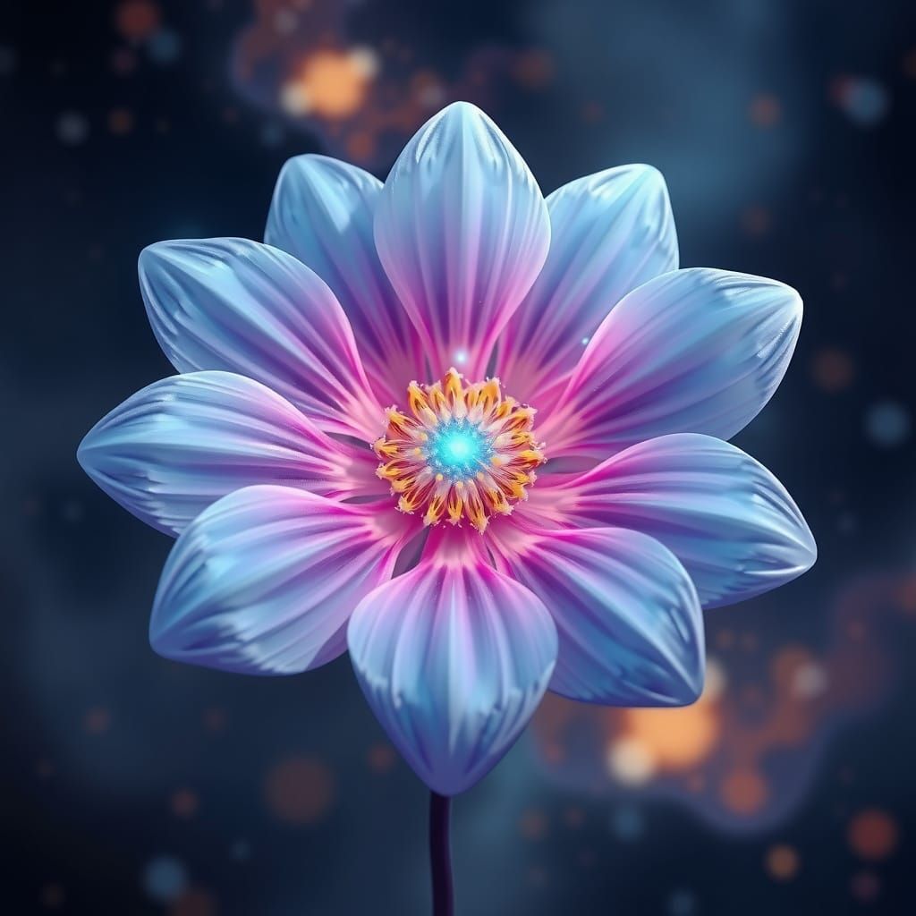 Cosmic Love Flower in Glowing Blue