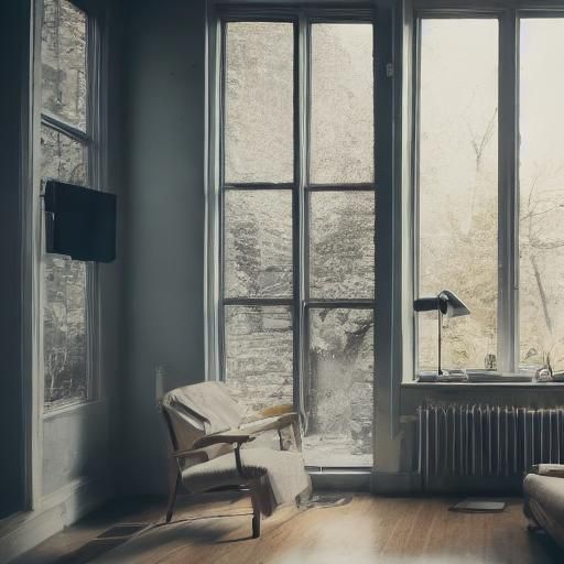 Minimalist Film Still: Empty Chair in Library