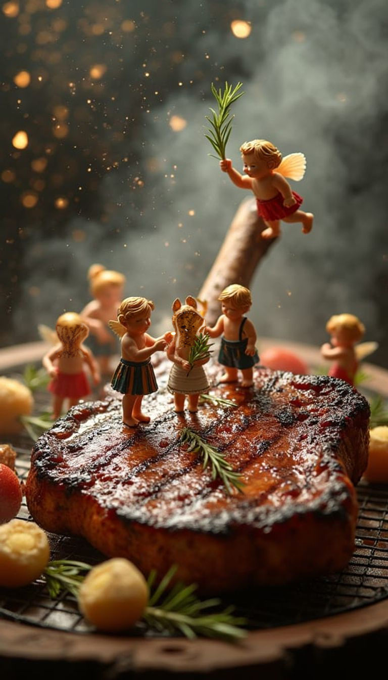 Succulent Pork Chop Masterpiece in Whimsical, Golden Lightin...