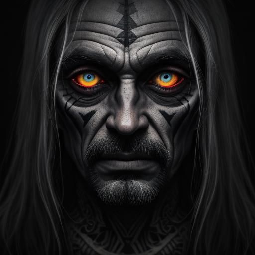 Creepy Bogeyman Portrait with Luminous Eyes