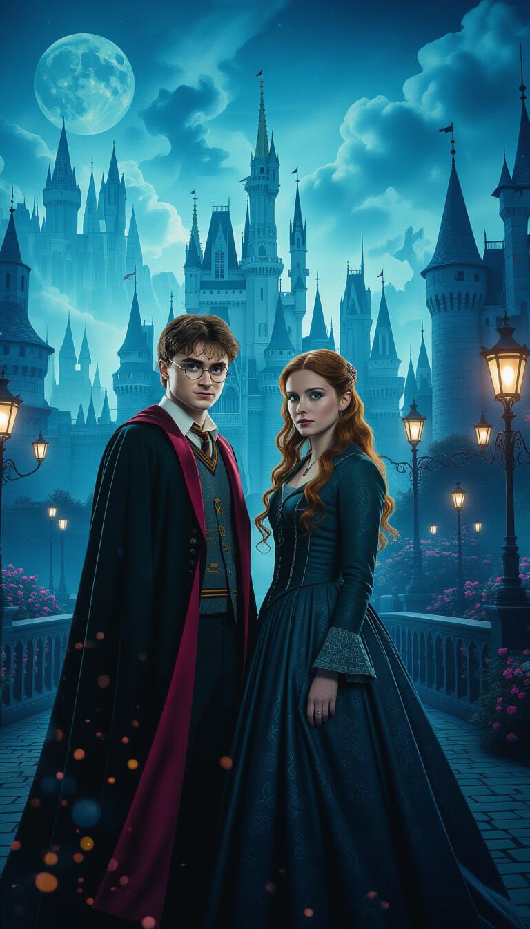 Harry Potter and Ginny Weasley in Cyberpunk Fairytale
