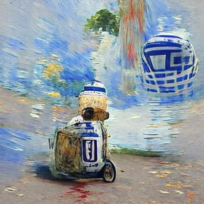 R2D2 Impressionism Style AI Art