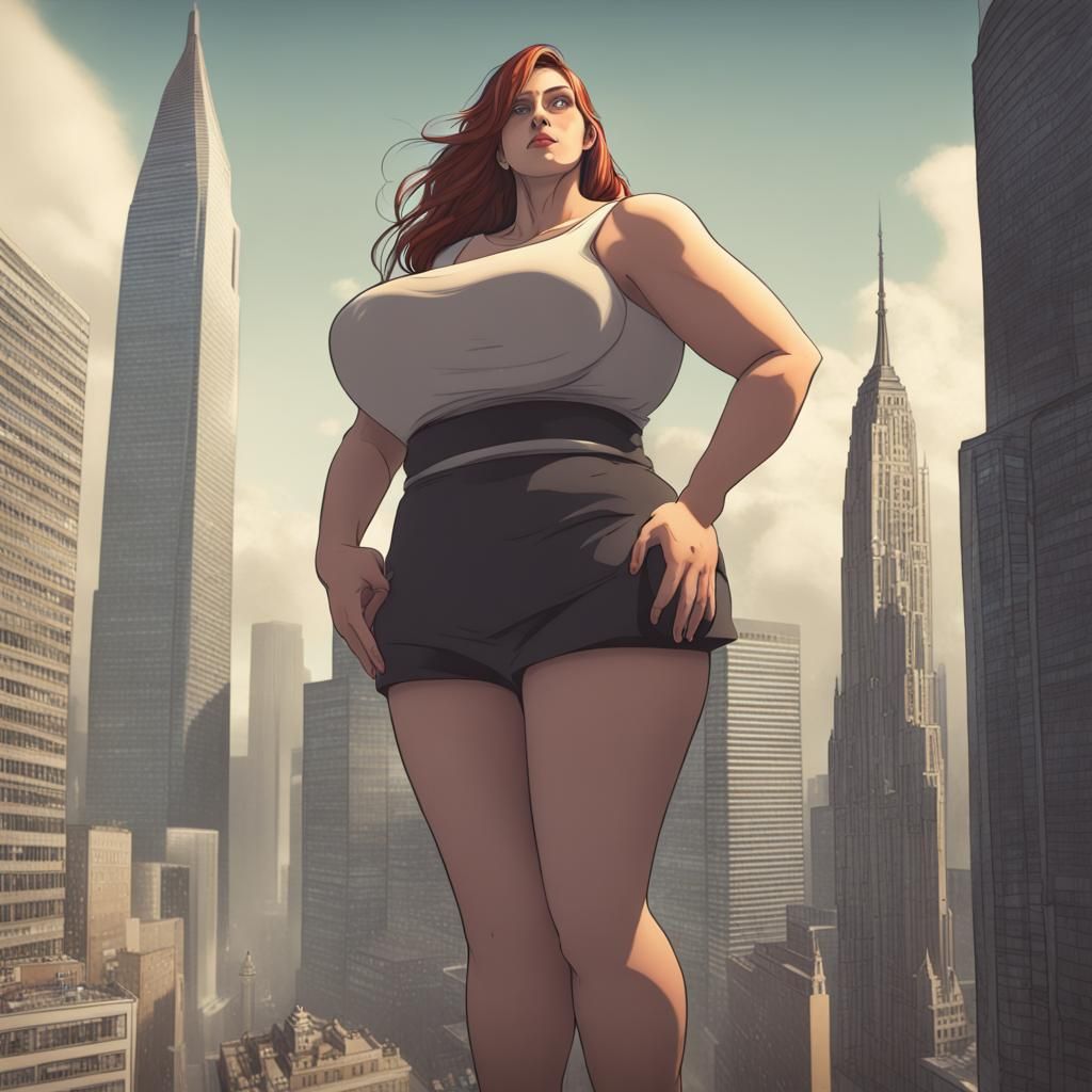 Towering Giantess: An AI Generated Image