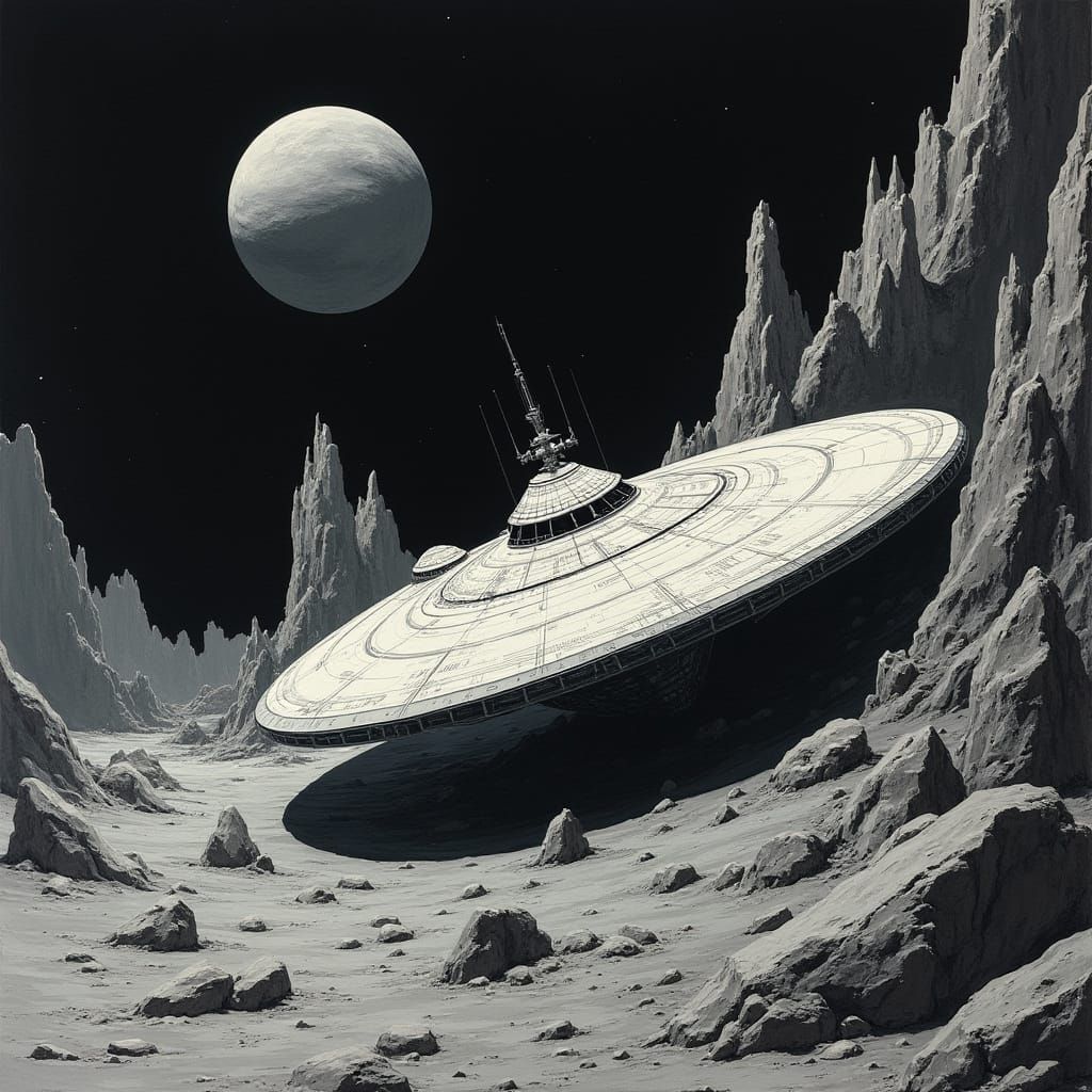 Hyperrealistic Starship Landscape in Sci-Fi Style