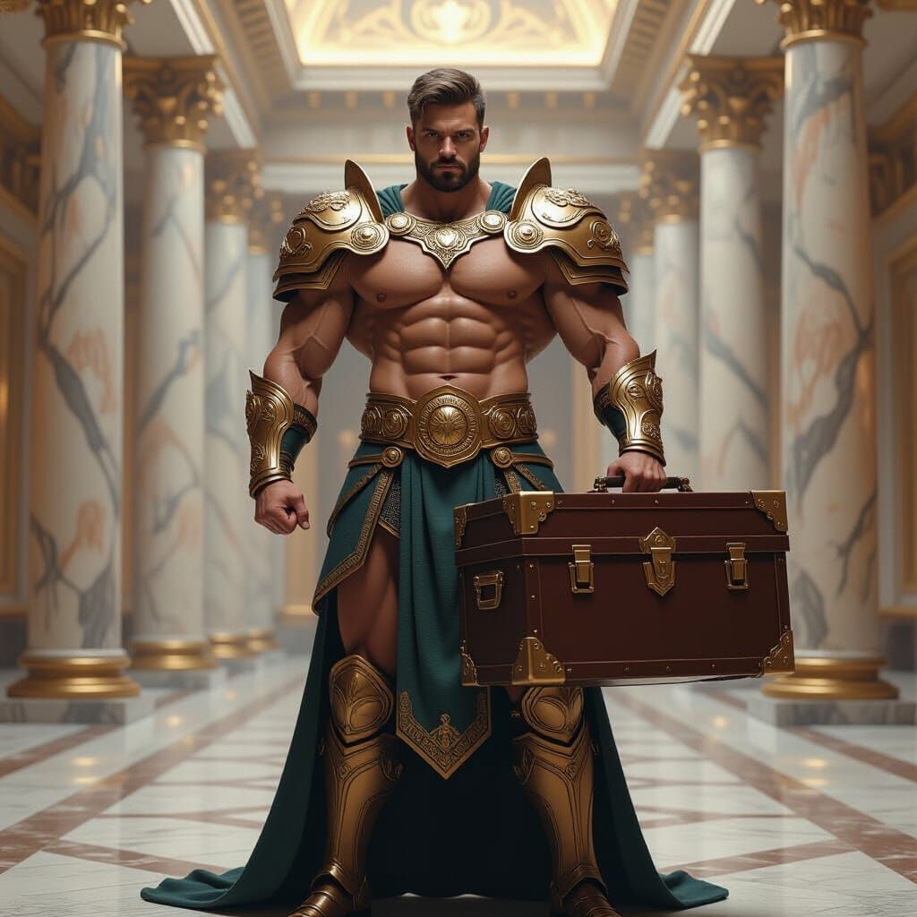 Guardian of Wealth in Opulent Hall