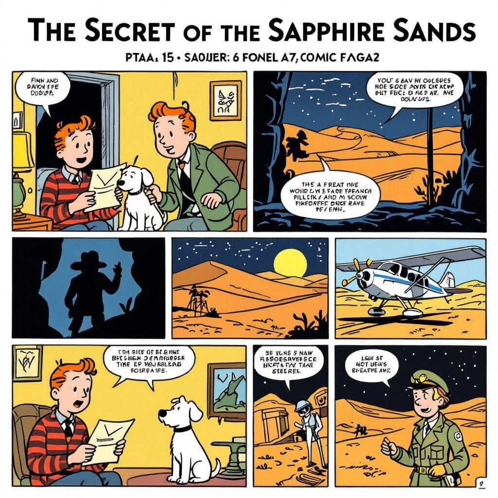 Tintin Style Comic Page: Desert Adventure Mystery