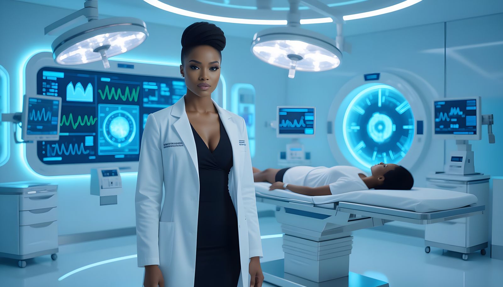 High-Tech Doctor in Futuristic Treatment Room