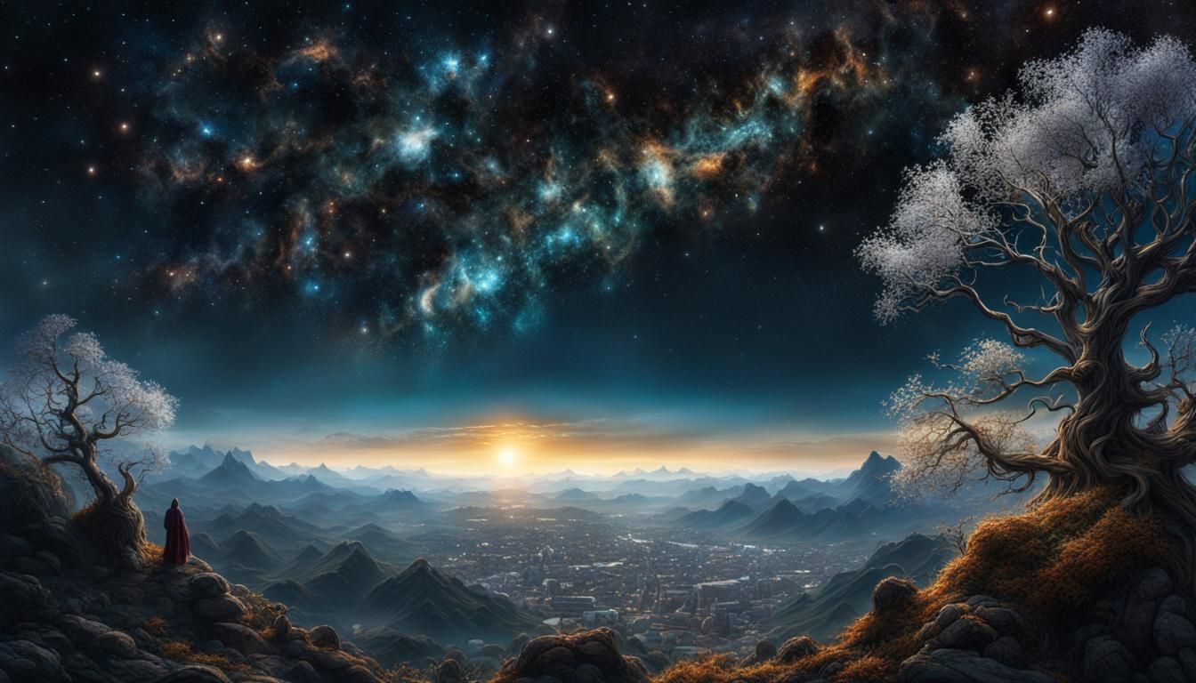 Hyperdetailed Starry Skyscape in Dark Fantasy Style