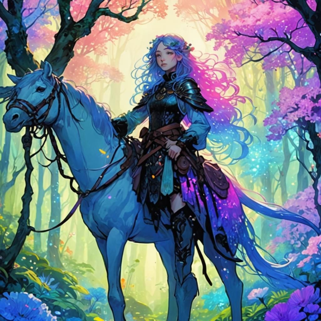 Girl in Mystical Forest: Digital Art Masterpiece