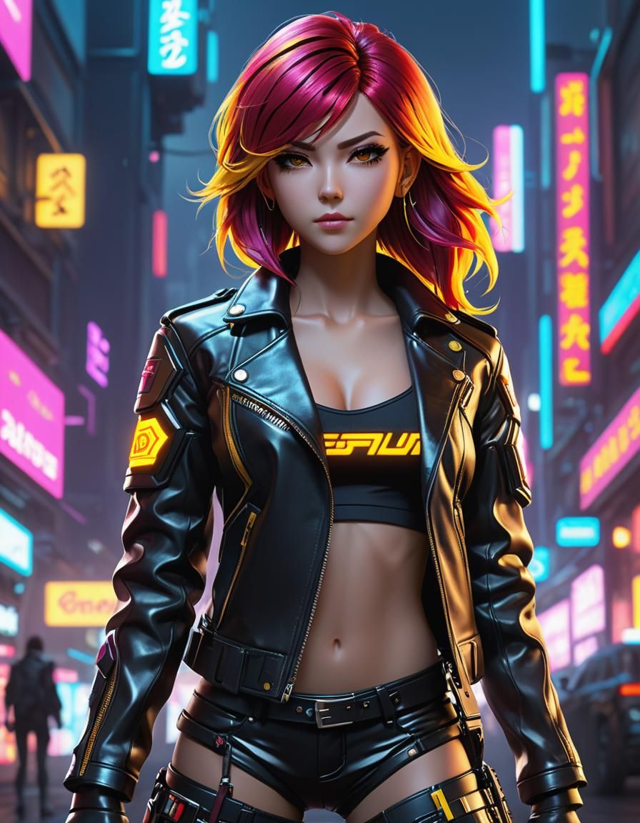 Cyberpunk Sunset Shimmer in Detailed 3D Anime Art