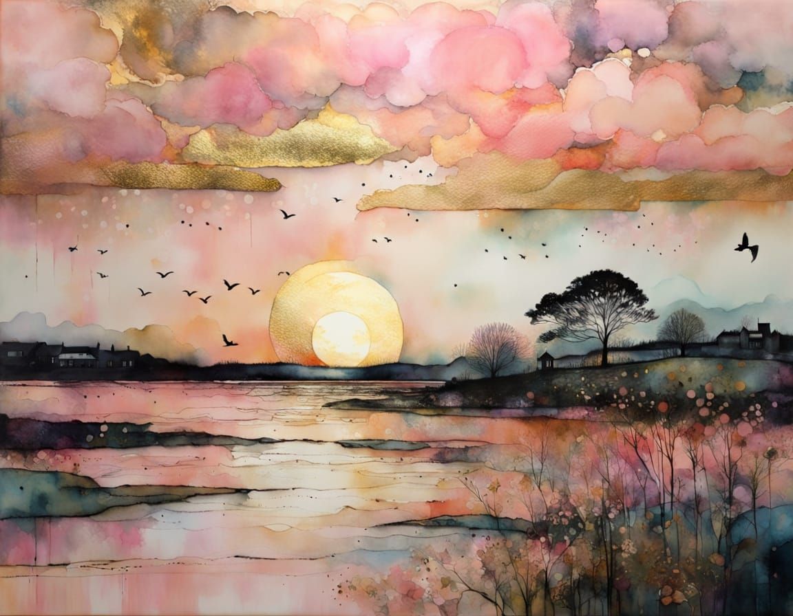 Surreal Sunset Masterpiece in Pastel Hues