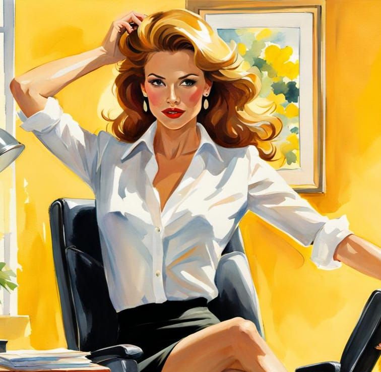 Vintage-Style Pin-Up Portrait in Watercolor