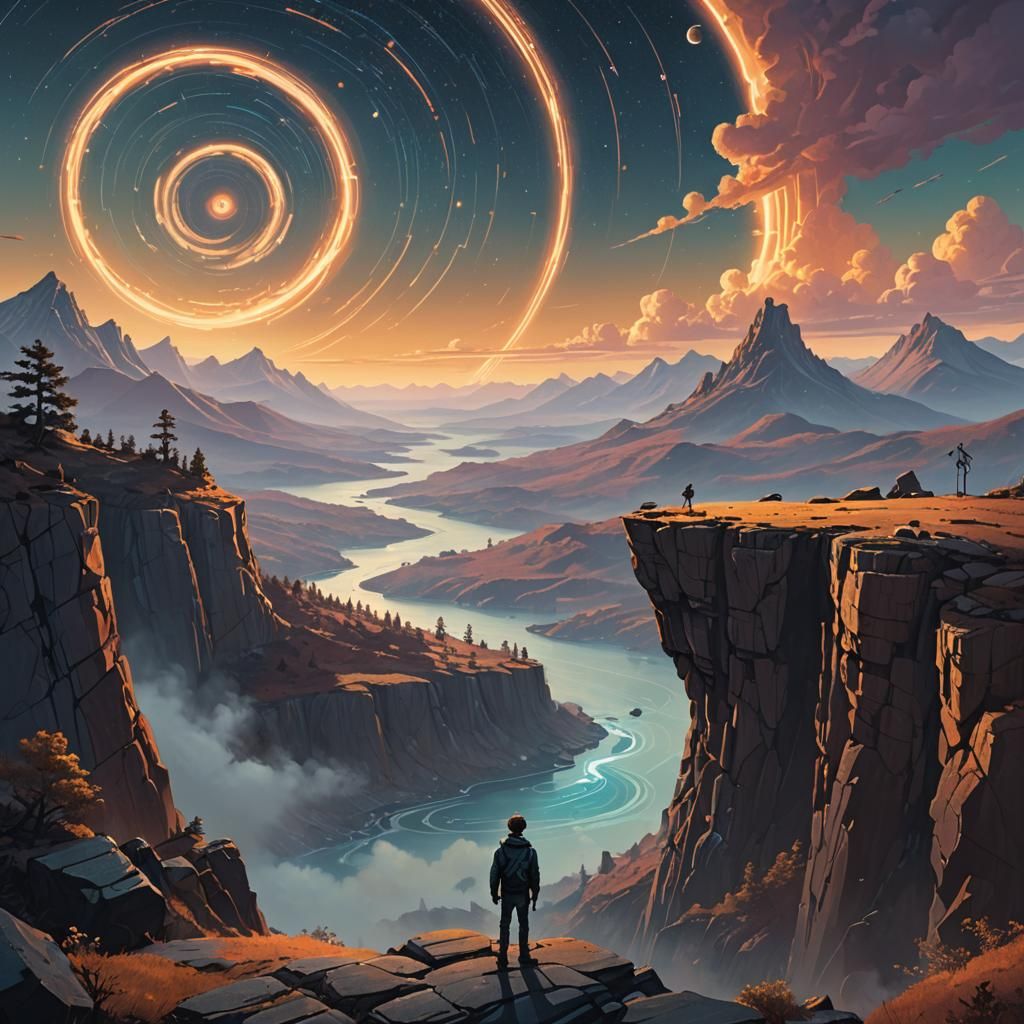Dreamlike Landscape with Figure in Fantasy Art Style