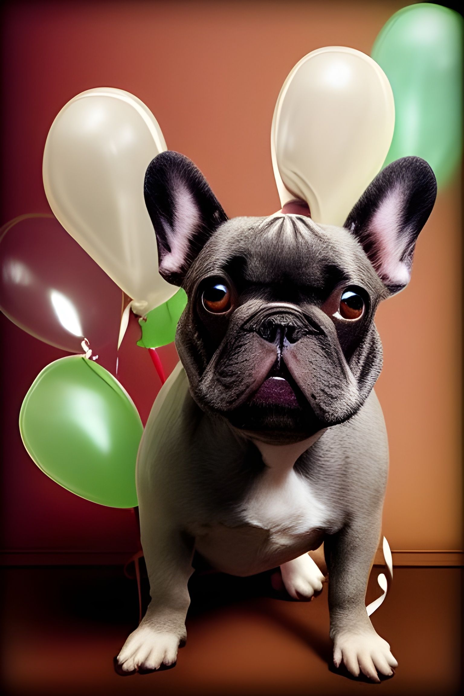 Steampunk French Bulldog with Balloons