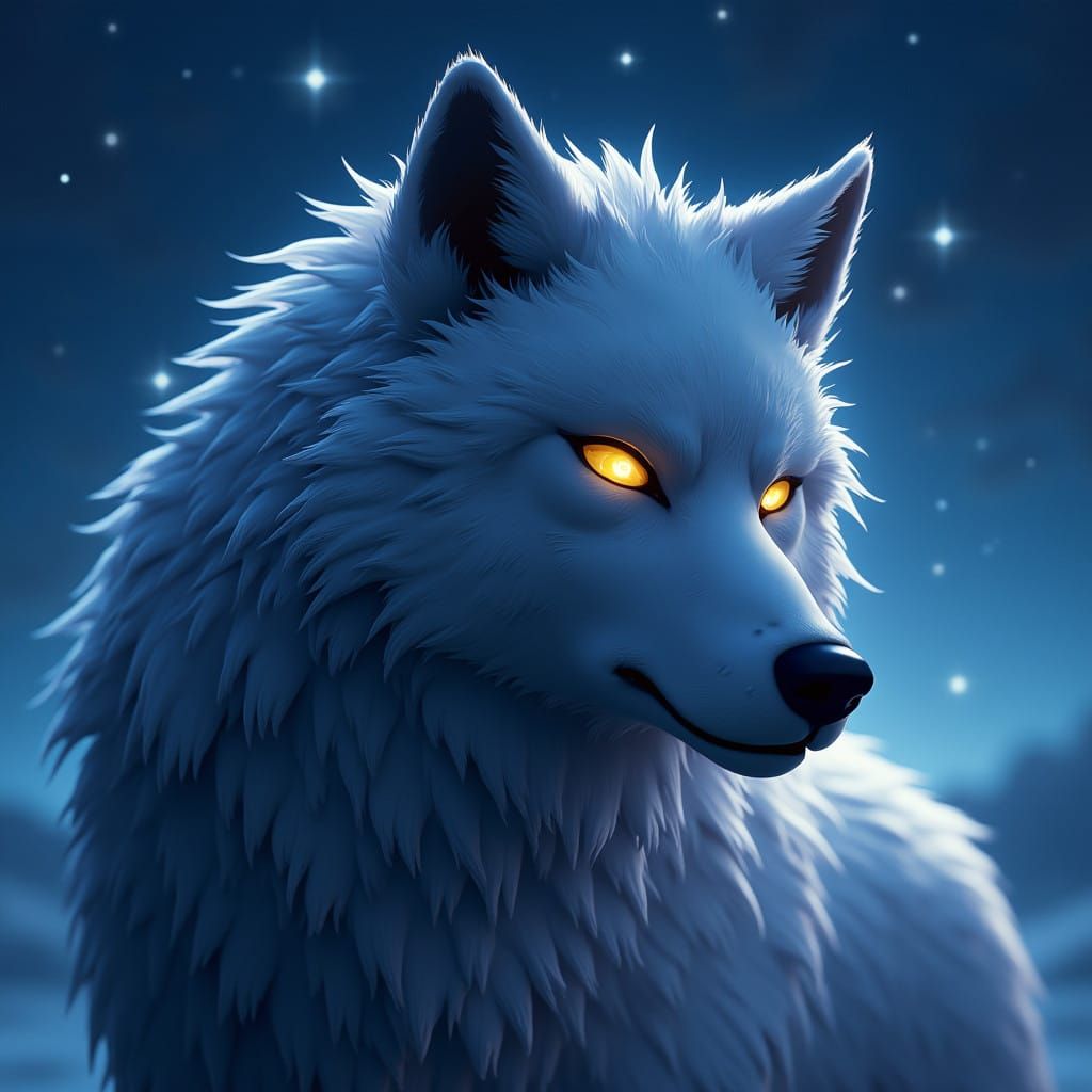 Majestic Wolf Under Starry Celestial Skies